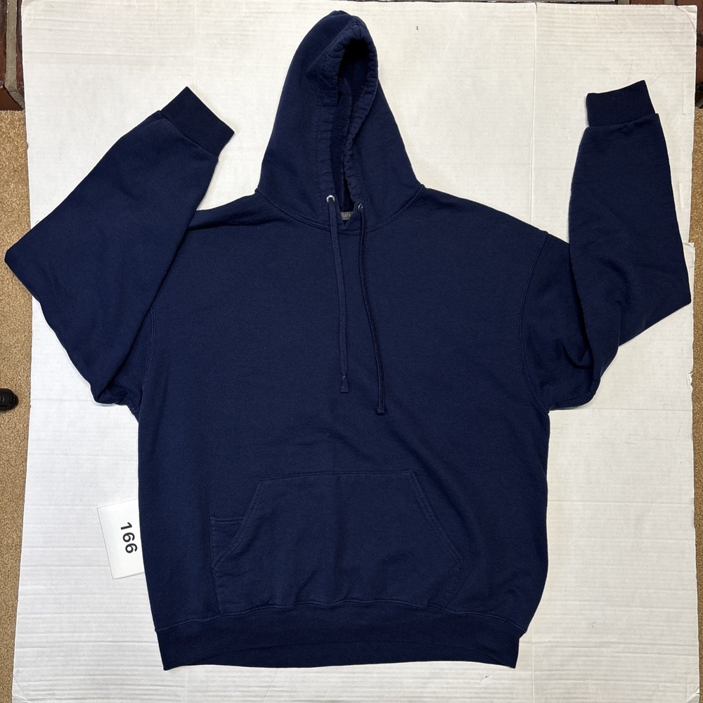 Fruit of the Loom Mens XL Navy Pullover Hoodie 60/40 Fleece Sweatshirt